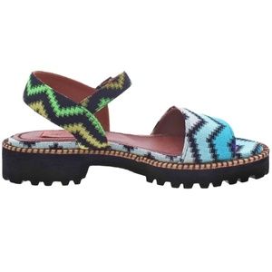 SOLD | Missoni Ankle Strap Leather Zigzag Knit Sandals Lug Sole 38.5/8.5 Womens